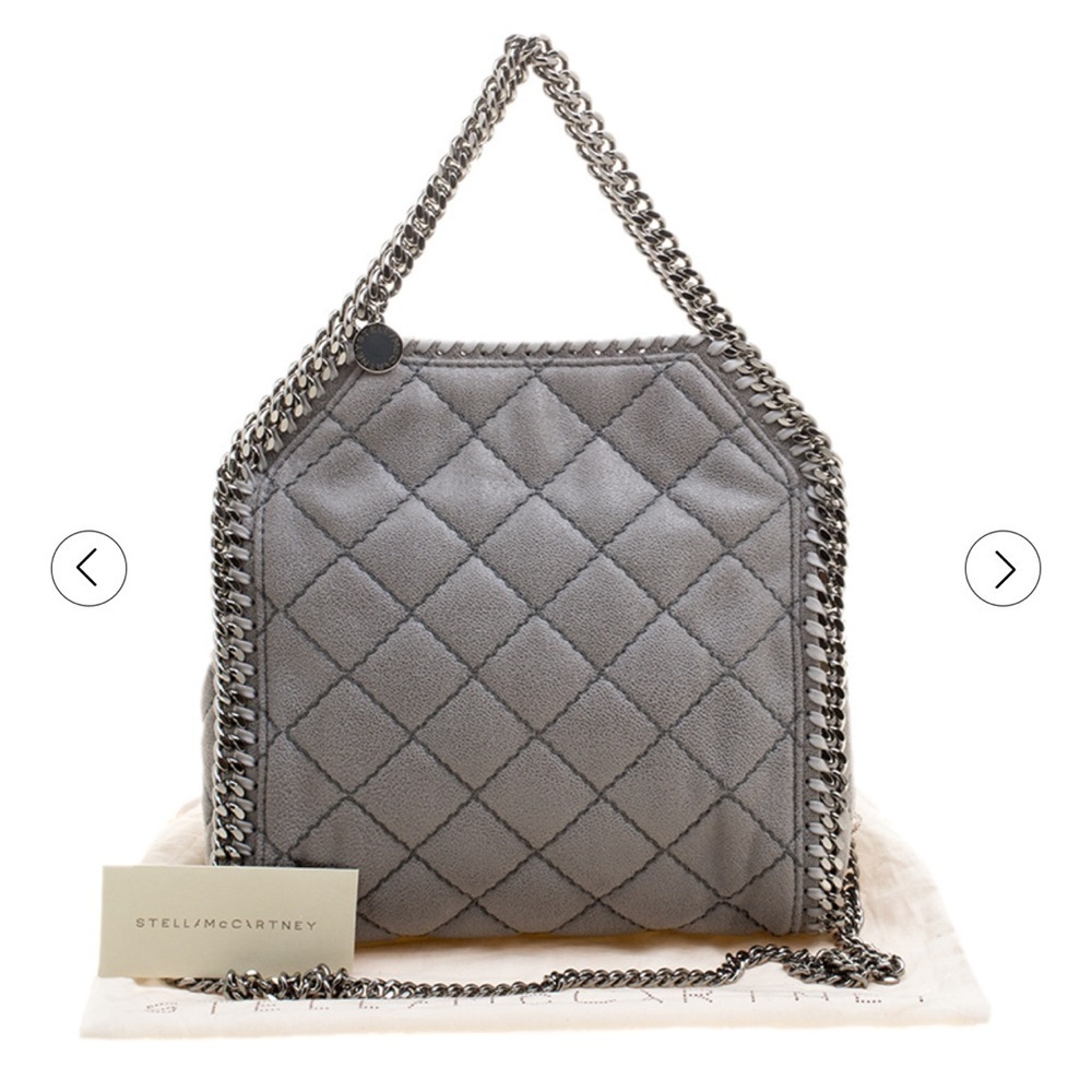 Stella McCartney | Light Grey Quilted Faux Suede Mini Falabella Tote